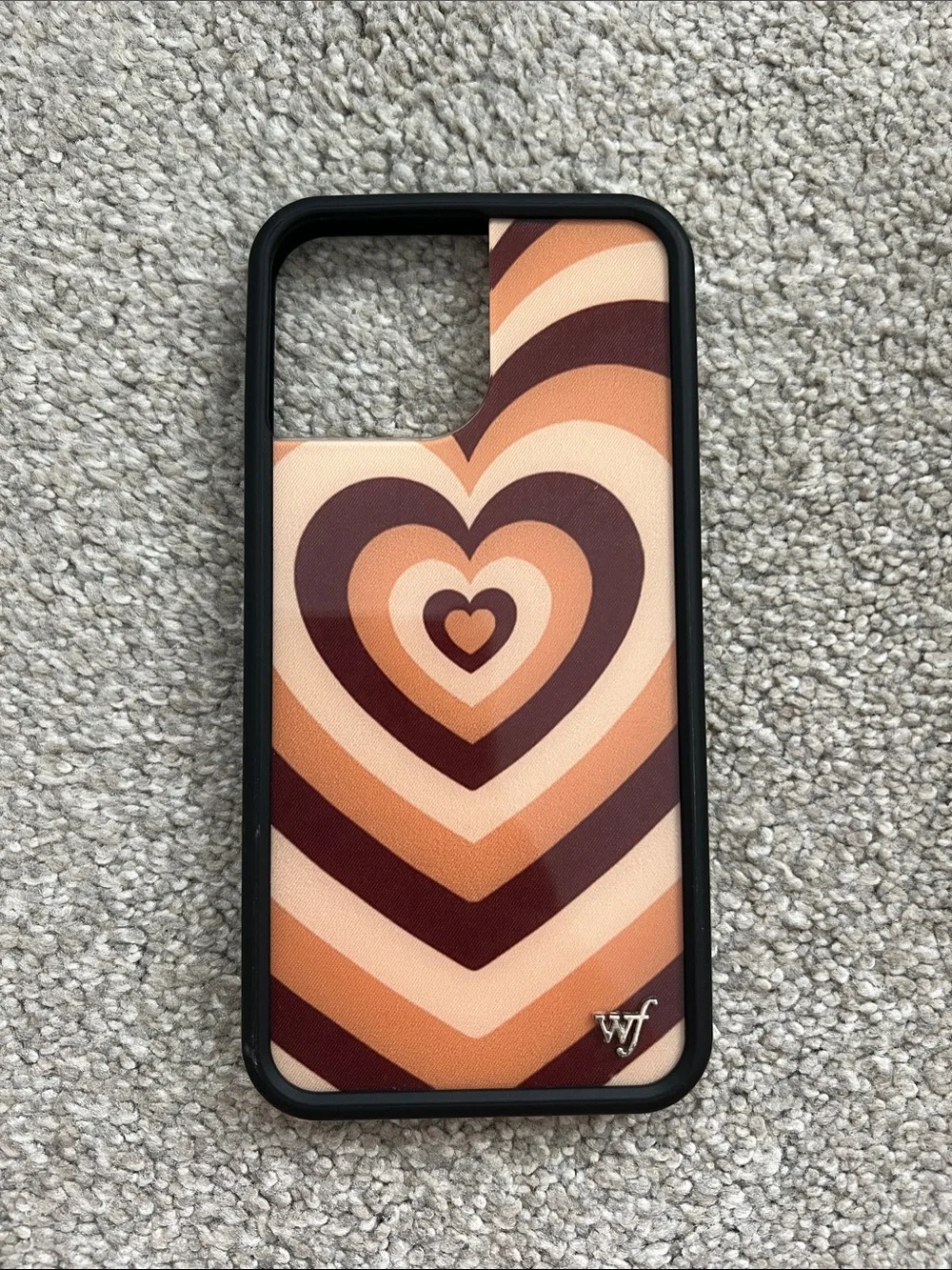 Wildflowers Peach & Brown Retro Heart Stripe Phone Case